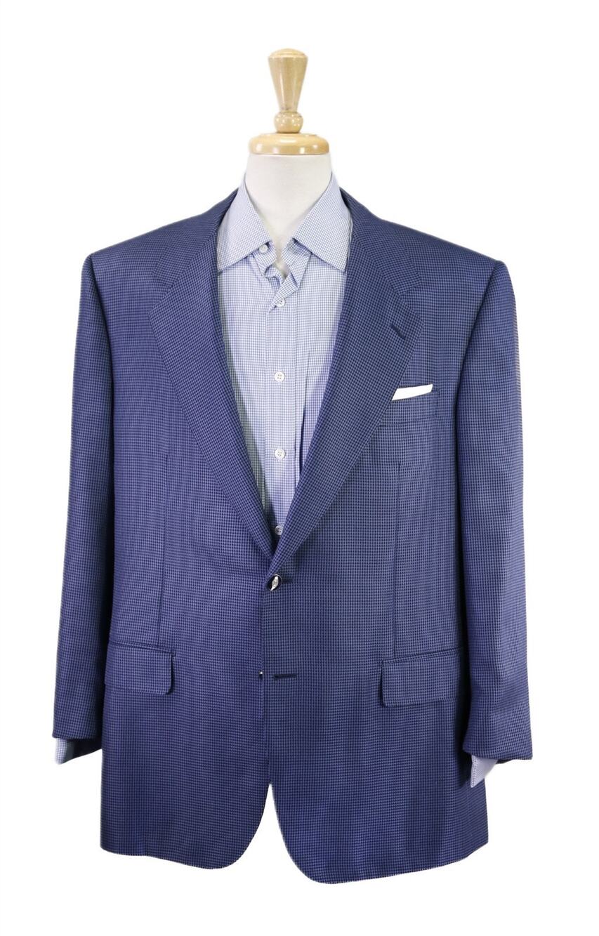 Ravazzolo Navy Royal Blue Woven 2-Btn Wool Silk Sportcoat Blazer 48R